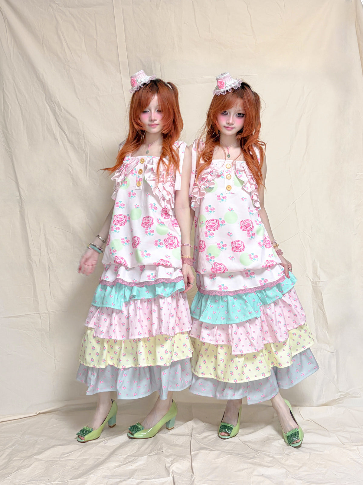 YJM with biubiu - Romantic Floral Layered Asymmetrical Skirt skirt YJM with biubiu