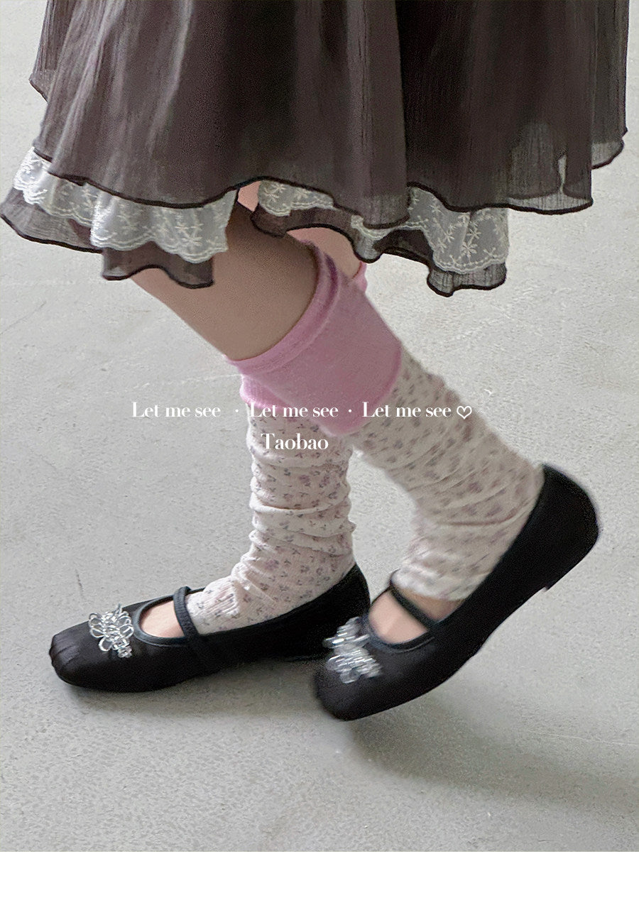 LET ME SEE - Floral Retro Cream Leg Warmers socks let me see