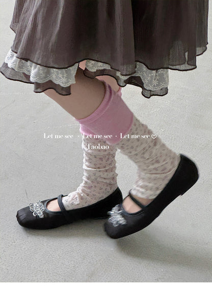 LET ME SEE - Floral Retro Cream Leg Warmers socks let me see