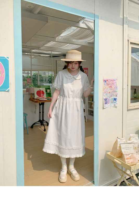 Peach Party - White Rabbit Embroidery Midi Dress