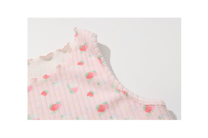 shishihshop Strawberry Frill Vest | Harajuku Layered Look Cotton Ruffle Tank Top vest shishihshop