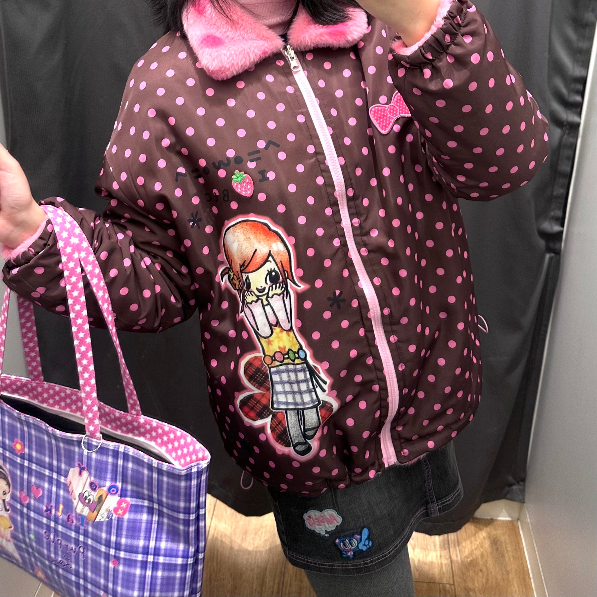 Bodytalk - Cute Y2K Reversible Fleece Jacket coat bodytalk