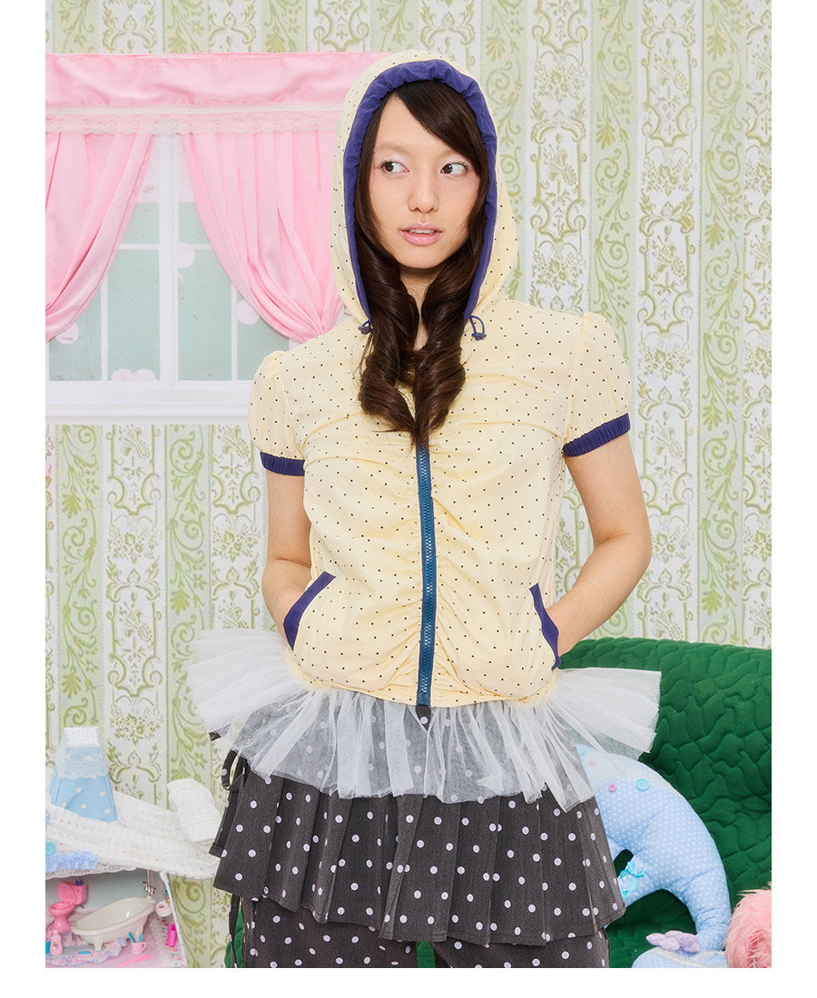 UnsocialNight - Polka Dot Hooded Lace Cardigan shirt UnsocialNight