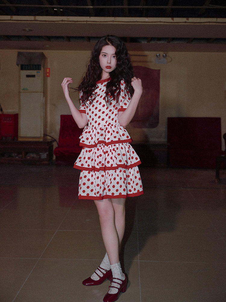 Nanjun Vintage – Showa Polka Dot Cake Dress dress Nanjun Vintage