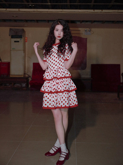 Nanjun Vintage – Showa Polka Dot Cake Dress dress Nanjun Vintage