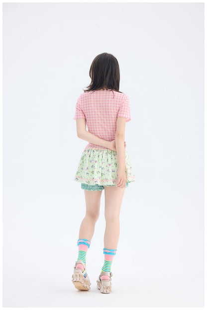tntntutu - Mint Green Angel Print Skort | Fairy Kei Kawaii Harajuku Shorts skirt tntntutu