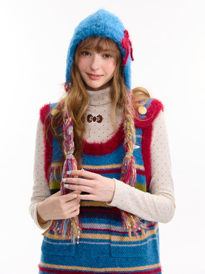 ziziFei - Braided Bow Knit Winter Hat hat ziziFei
