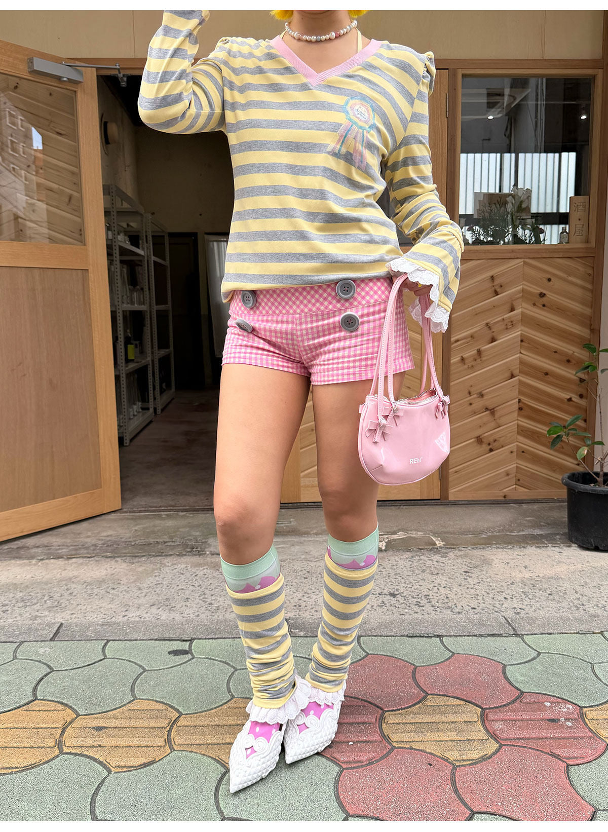 loveplayshop - Plaid Button Mid-Low Waist Shorts shorts loveplay