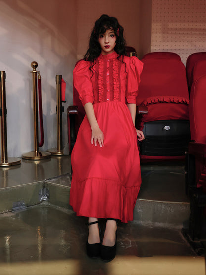 Nanjun Vintage - Bordeaux Red Royal Maxi Dress dress Nanjun Vintage