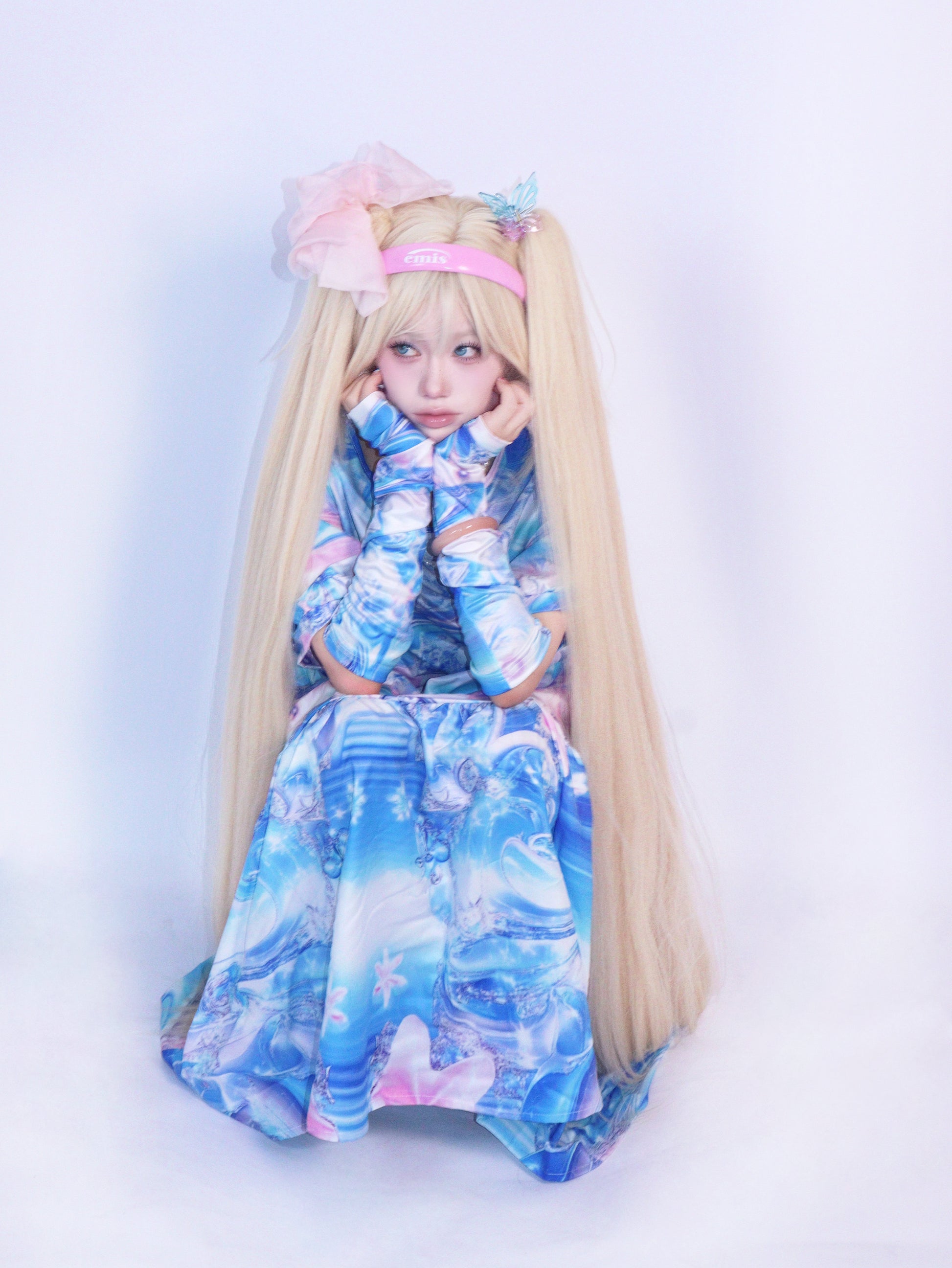 LEERROO - Blue Cyber Print Dress dress Leerroo