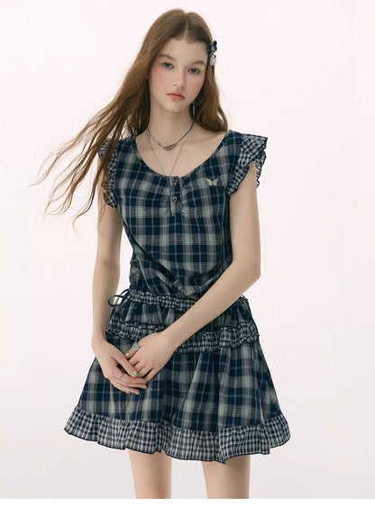 ziziFei - Plaid Ruffle Waist Dress dress ziziFei