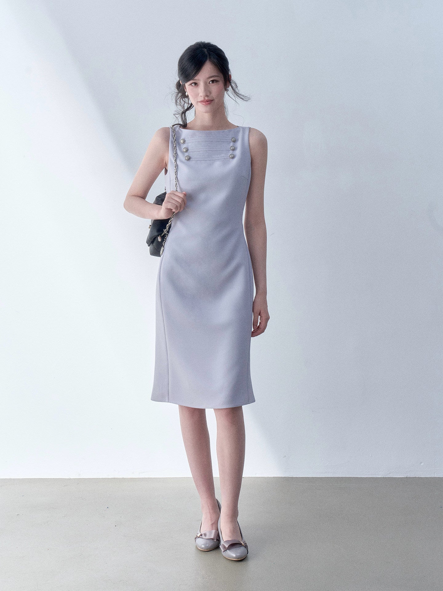 SOS SEAMSTRESS - Lilac Button Midi Dress dress SOS SEAMSTRESS
