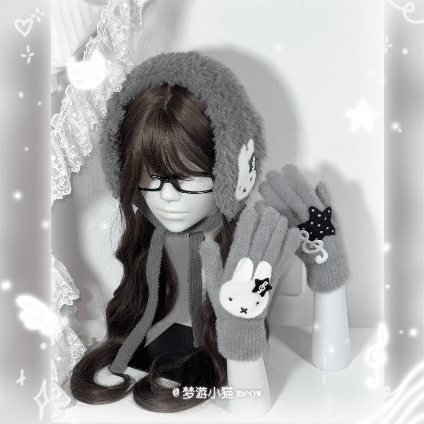 Miffy Rabbit Kawaii Plush Winter Gloves | Cute Character Finger Gloves