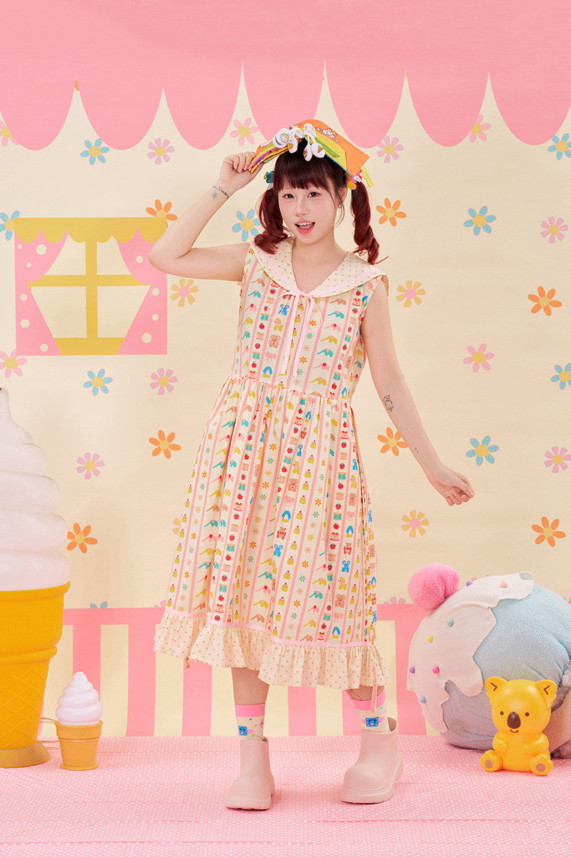 NIKKOU - Animal Print Sailor Dress dress Nikkou home