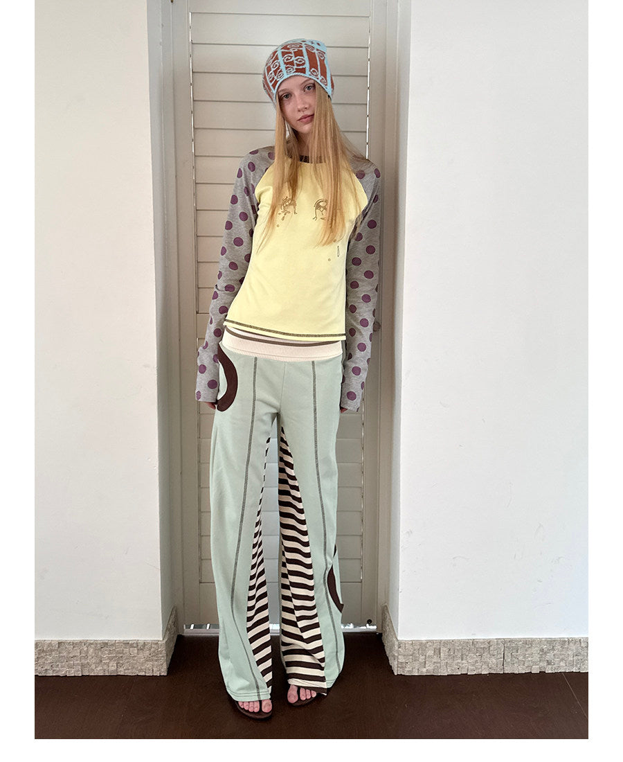 UnsocialNight - Green Brown Patchwork Flare Pants pants UnsocialNight
