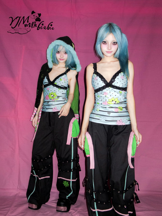 YJM with biubiu Lucky Whisper Clover Lace Camisole tank top YJM with biubiu
