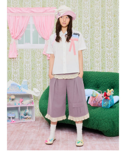 UnsocialNight - Star Patch Cropped Cargo Pants pants UnsocialNight