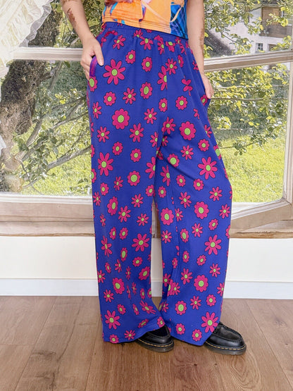 bunnybunnygun - Colorblock Flower Wide Pants pants bunnybunnygun