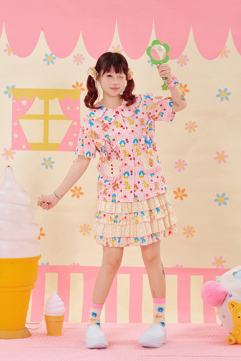 NIKKOU - Polka Dot Layered Skirt Shorts skirt Nikkou home