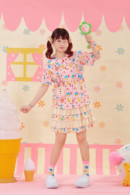 NIKKOU - Polka Dot Layered Skirt Shorts skirt Nikkou home
