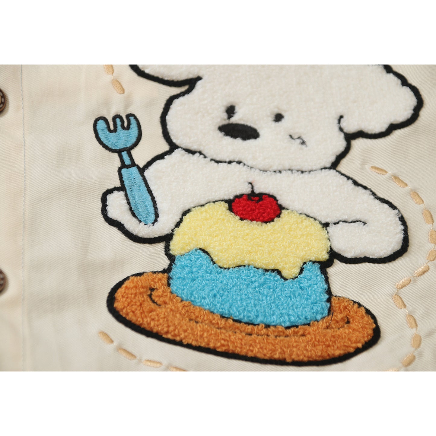 BIBULU - Color Block Cartoon Embroidered Long Sleeve Shirt shirt BIBULU