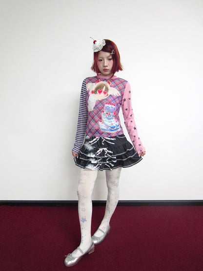 OurHappy Bow-Tie Layered Skirt | Ruffle Mini Skirt – Cute Tiered Girlcore Style skirt Our Happy