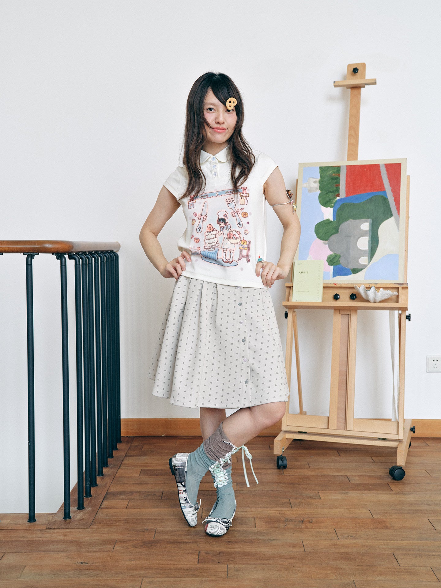 Have A Meal - Peter Pan Collar Cotton Tee