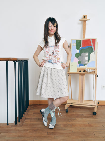 Have A Meal - Peter Pan Collar Cotton Tee