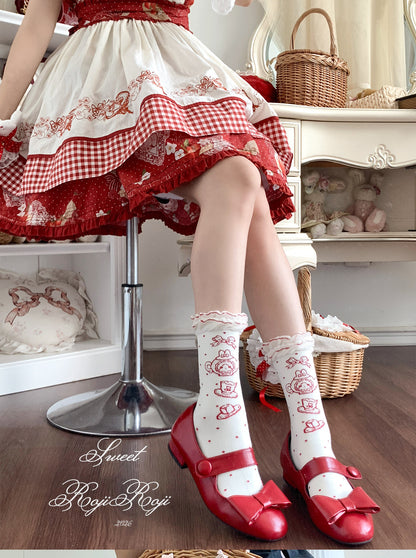 Roji Roji - Momo Storybook Lolita Lace Socks socks Roji Roji Red