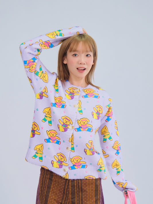 MeowMeow Bug - Kawaii Gym Dog Knit Cardigan