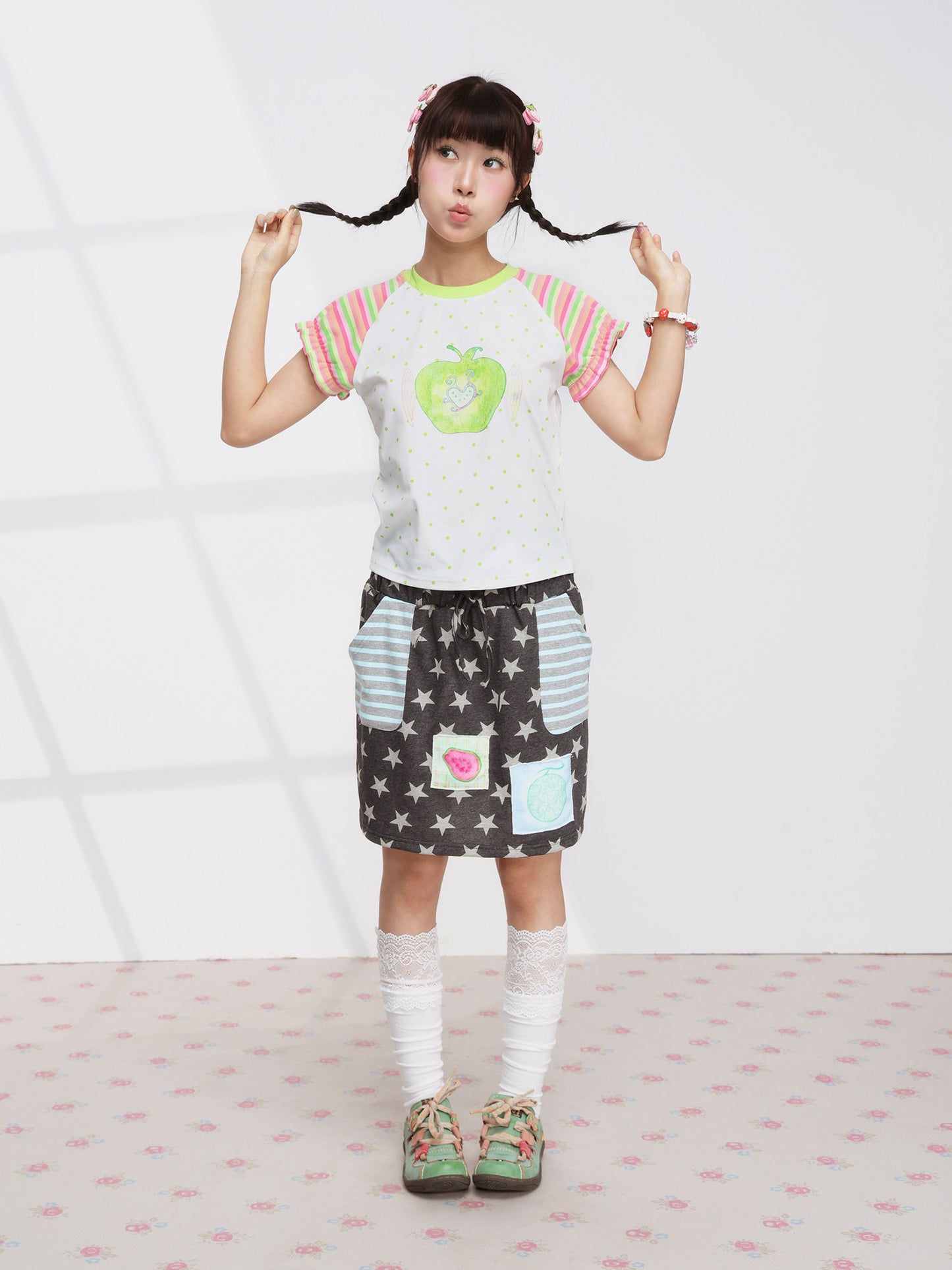 FRUITS - Star Stripe Layered Skirt skirt Fruits
