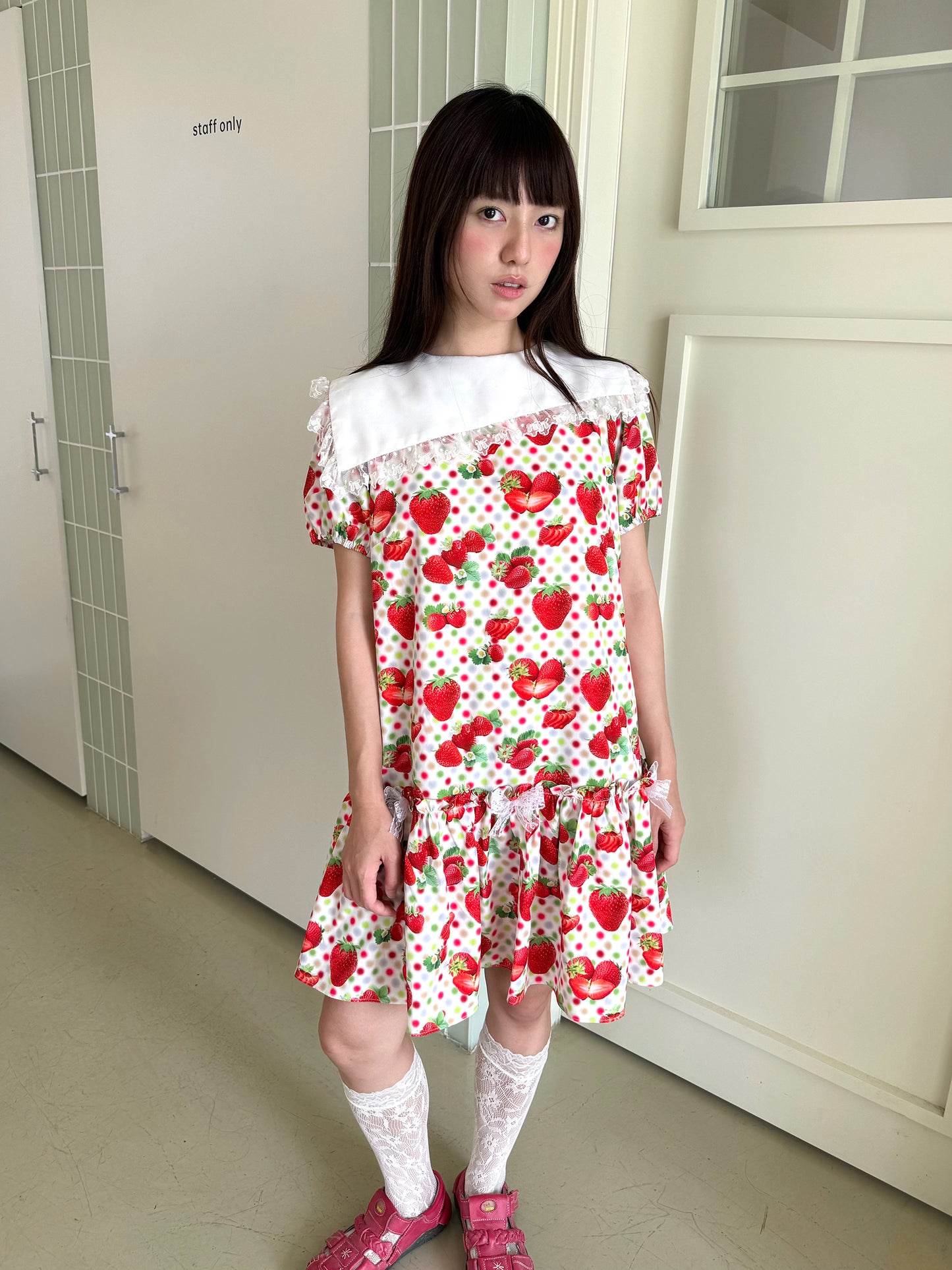 FRUITS - Strawberry Polka Dot Peter Pan Collar Dress dress Fruits