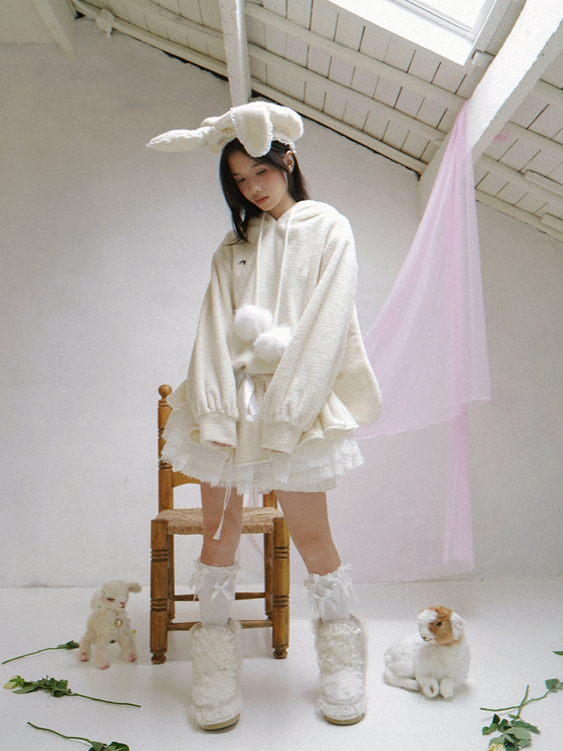 daytoday everyday institute - Girly Plush Angel Ear Dress Coat coat daytoday everyday institute