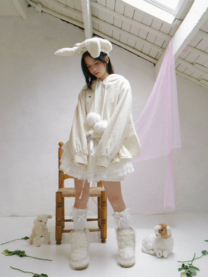 daytoday everyday institute - Girly Plush Angel Ear Dress Coat coat daytoday everyday institute
