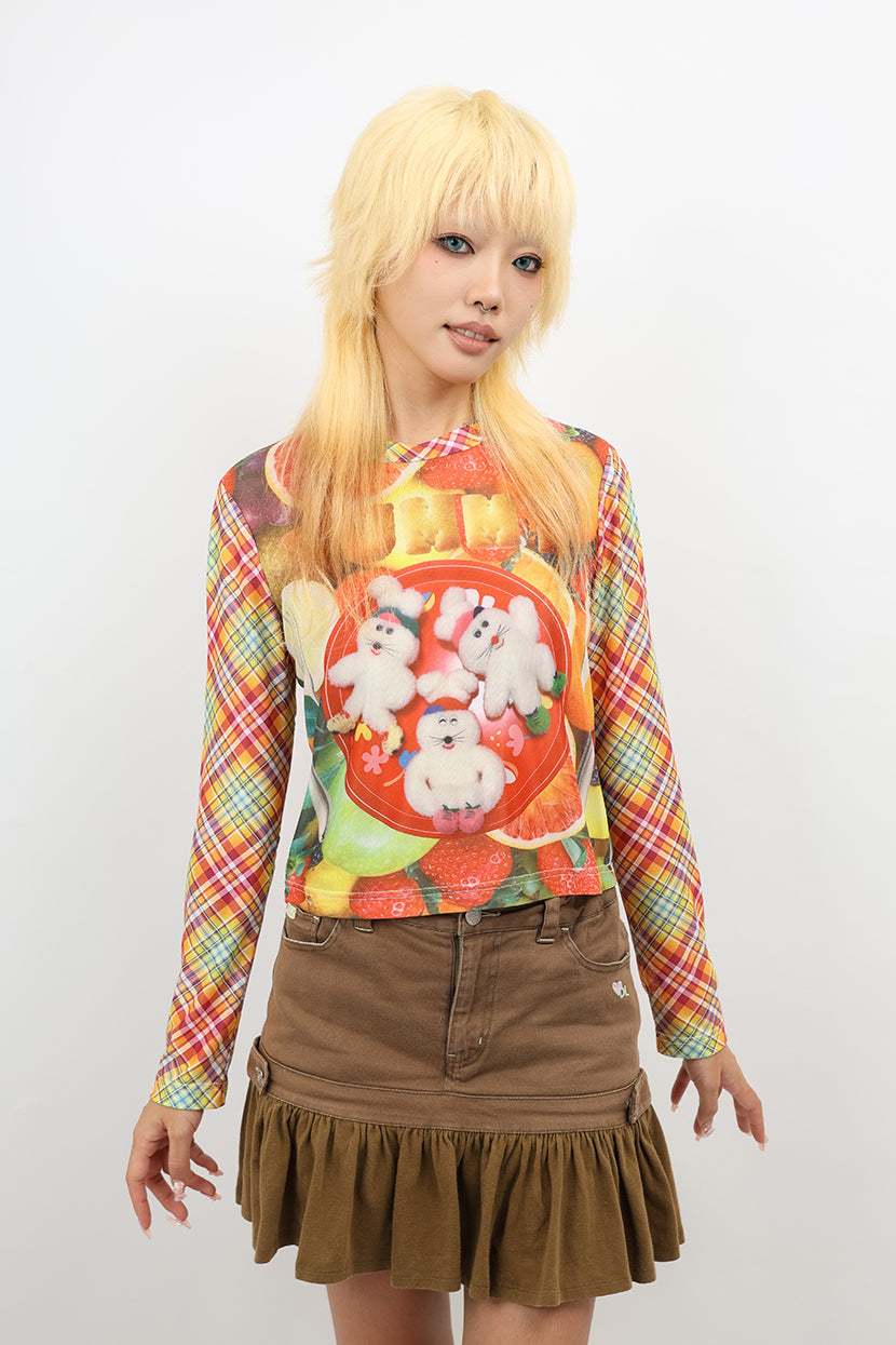 Decora Kei Long Sleeve Top Colorful Cute Polyester - NIHON KIDS