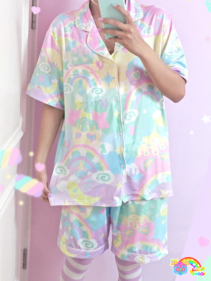 Rainbow Universe RUX - Decora Kawaii Macaron Pajama Set Soft Short Sleeve pajama Rainbow Universe RUX