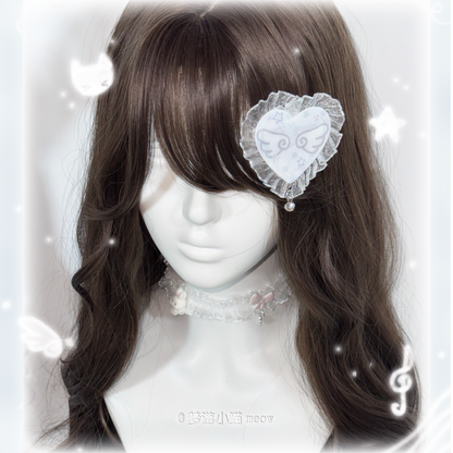 Sleepwalking Cat - Kawaii Moving Wing Heart Hair Clip