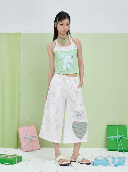 Moon Meadow - Patchwork Wide Leg Capri Pants shorts Moon Meadow