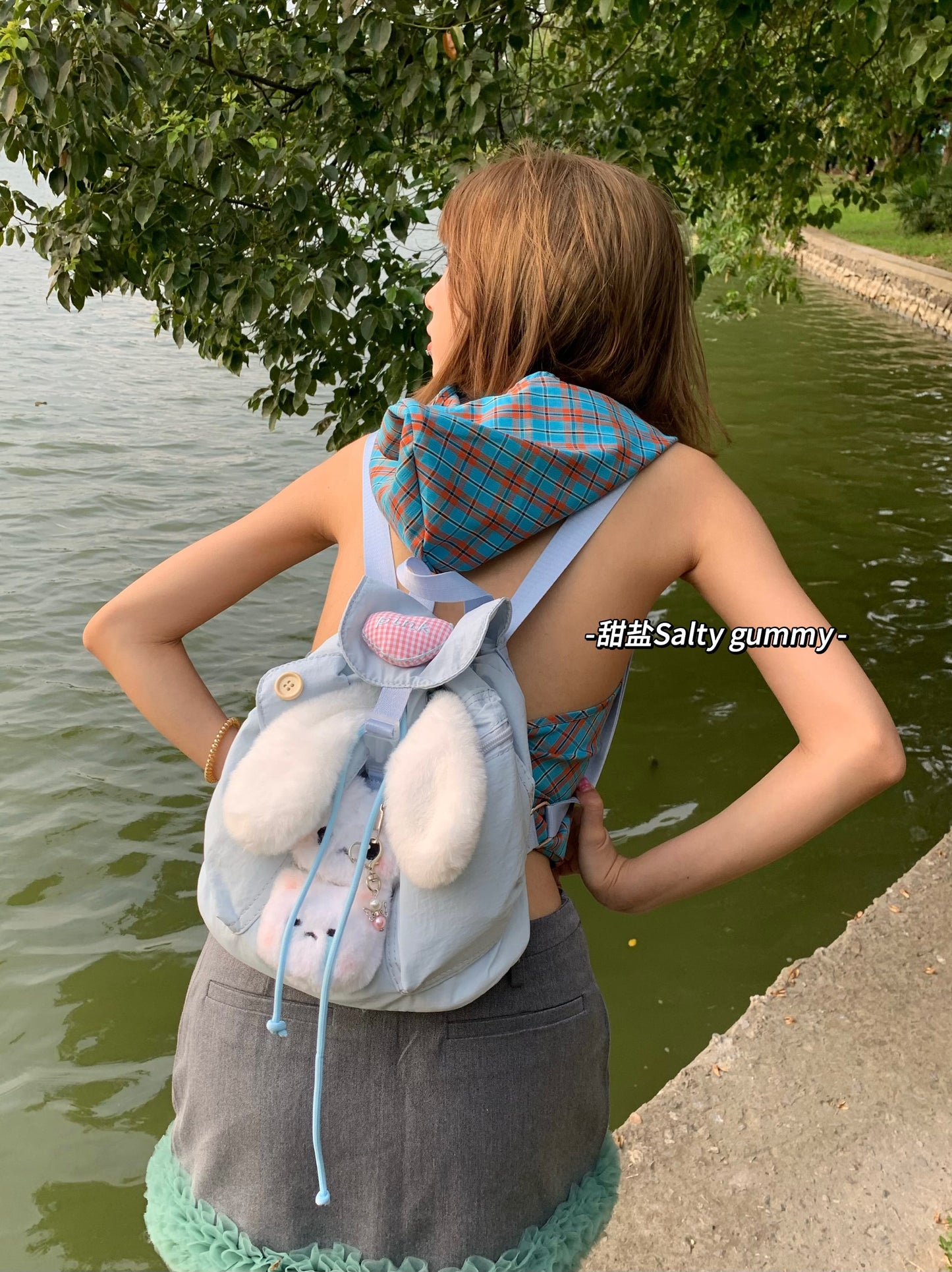 Salty Gummy - Y2K Bunny Ear Backpack Cute Nylon Sweet Girl bag Salty Gummy