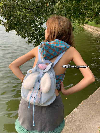 Salty Gummy - Y2K Bunny Ear Backpack Cute Nylon Sweet Girl bag Salty Gummy