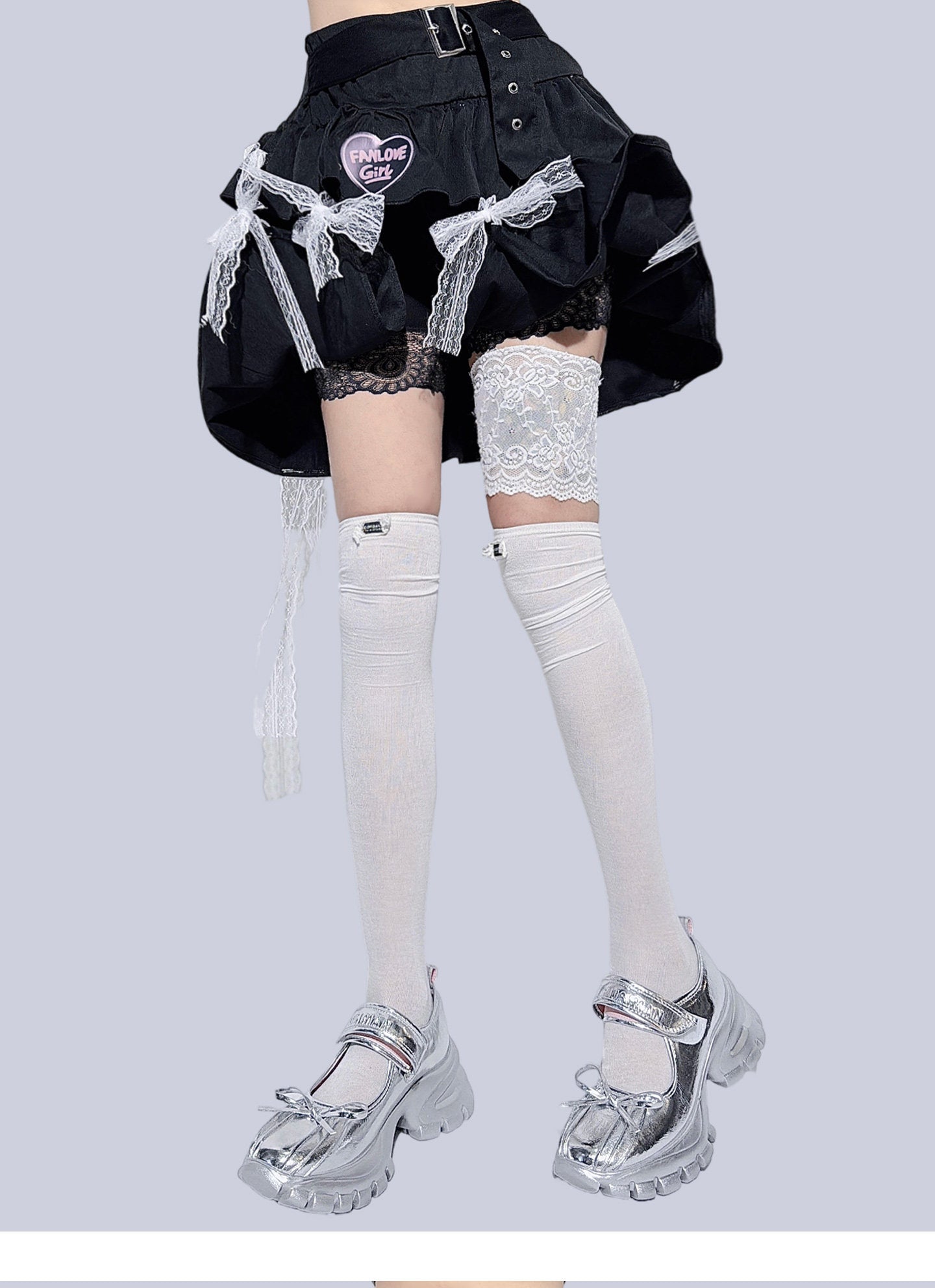 FANLOVEGIRL - Black Lace Cake Mini Skirt skirt FANLOVEGIRL
