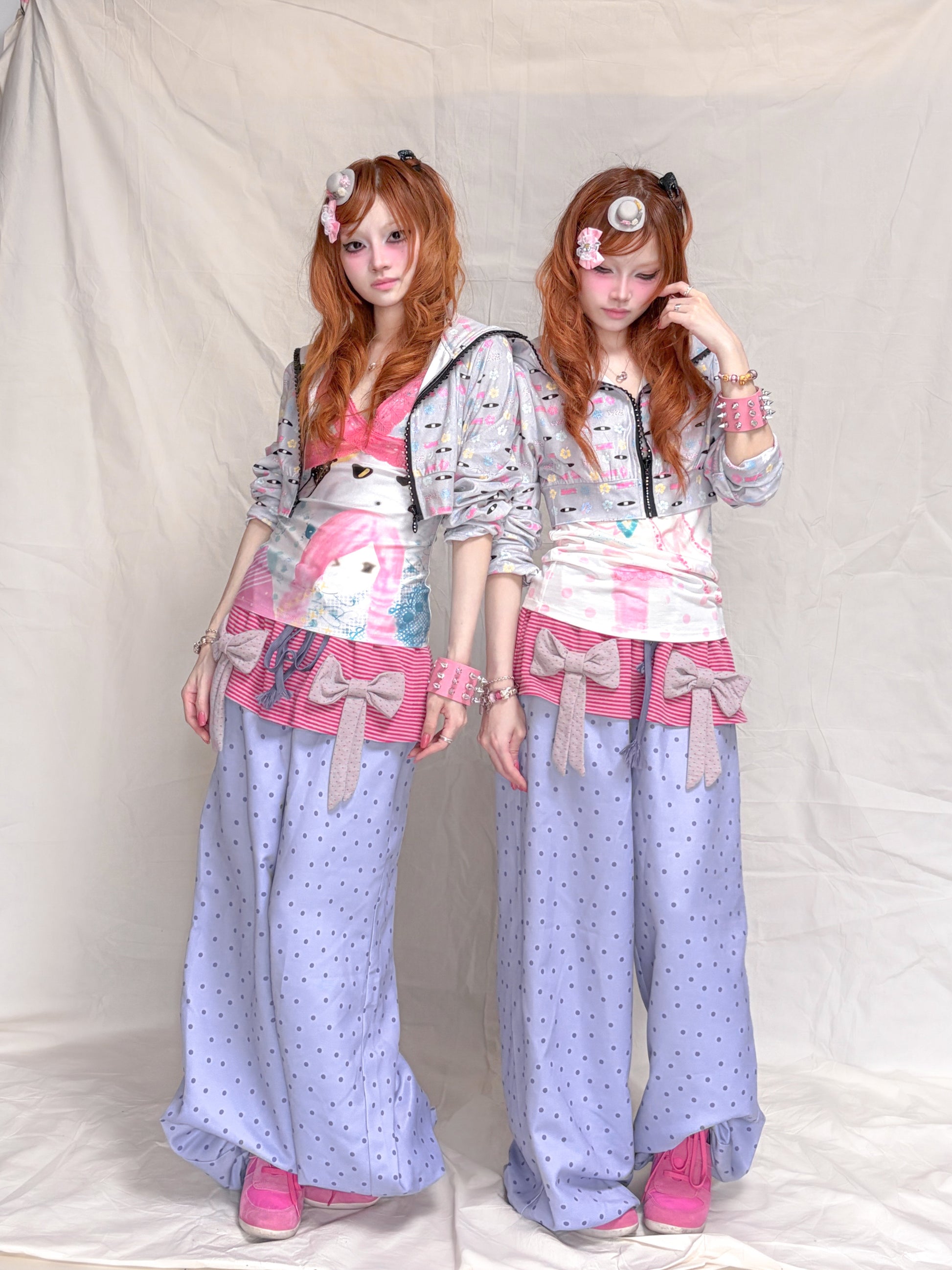 YJM with biubiu - Berry Jam Bow Stripe Pants pants YJM with biubiu