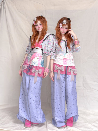 YJM with biubiu - Berry Jam Bow Stripe Pants pants YJM with biubiu