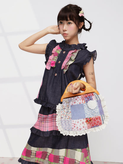 FRUITS - Plaid Patchwork Handbag bag Fruits