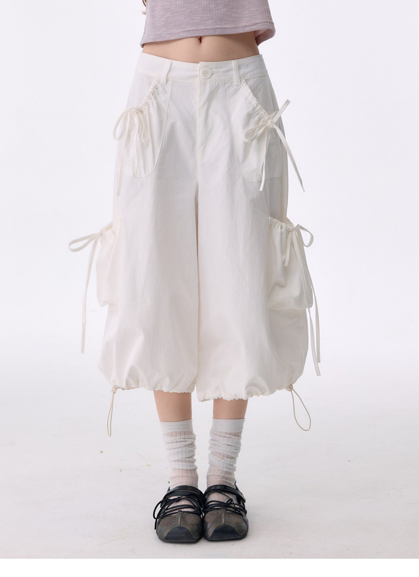 ziziFei - White Pocket Wide Leg Pants pants ziziFei