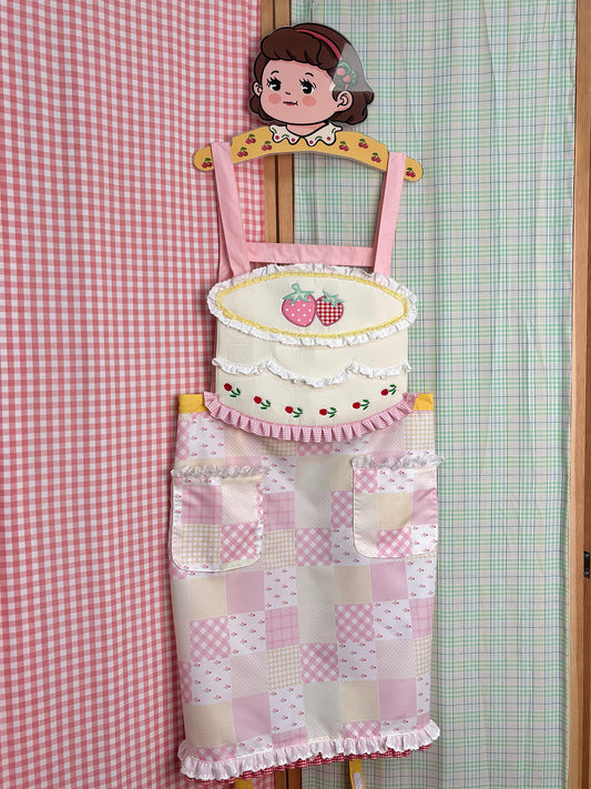 Little Berry - Strawberry Cake Embroidered Apron apron Little Berry