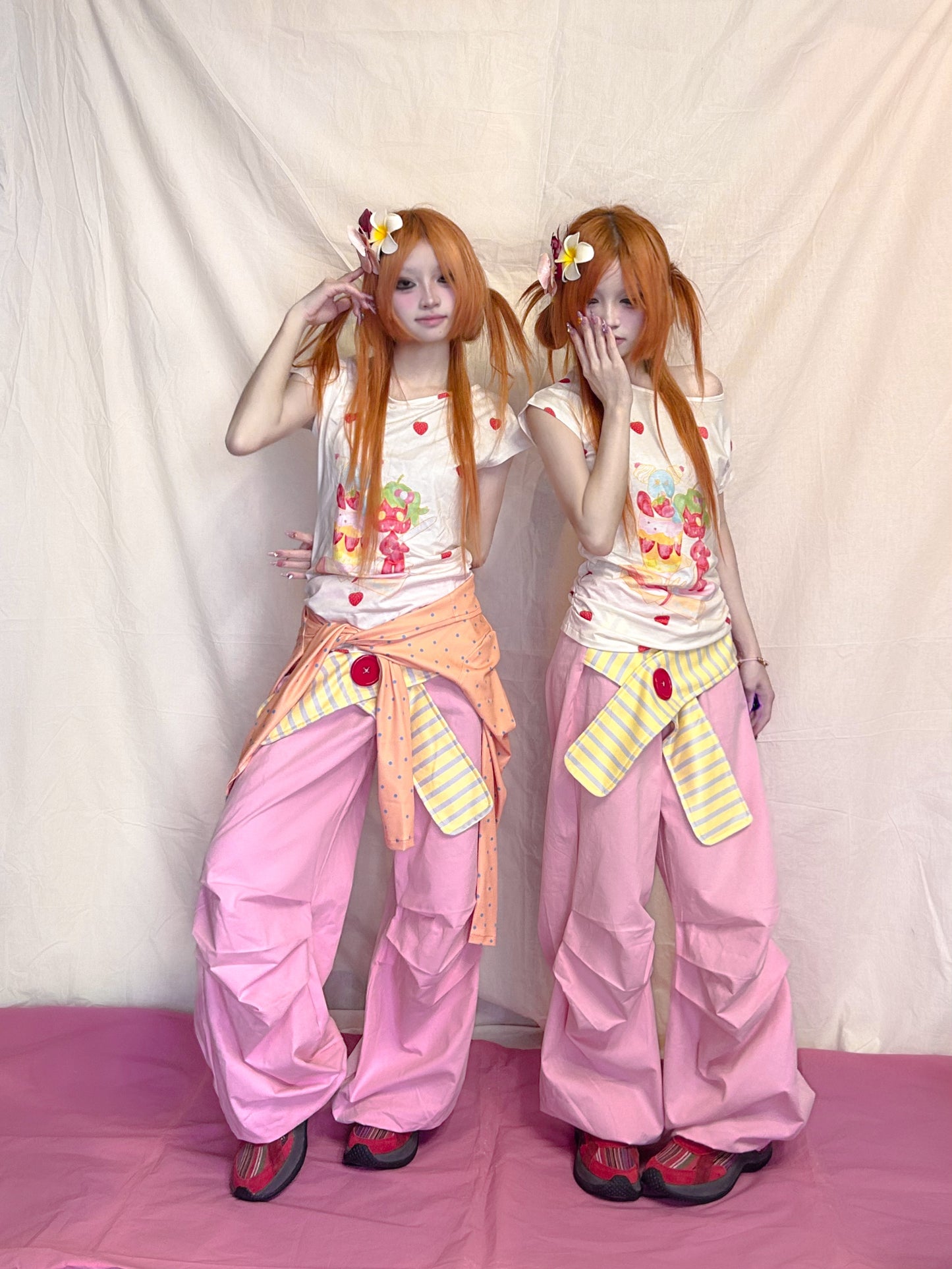 YJM with biubiu Striped Pants | Waistband Baggy Pants – Harajuku Y2K Wide Leg Trousers pants YJM with biubiu