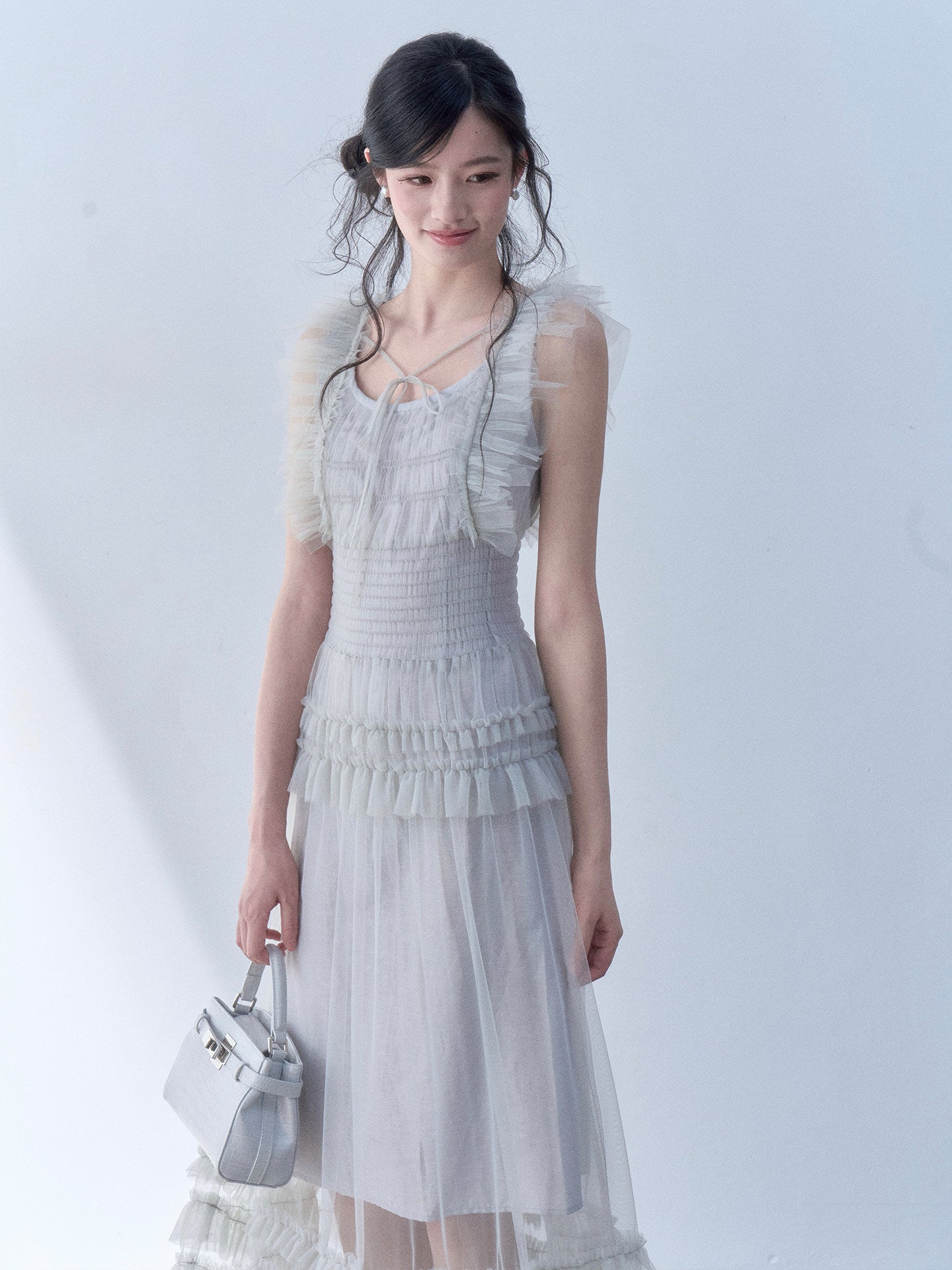 SOS SEAMSTRESS - Mist Ruffle Maxi Dress dress SOS SEAMSTRESS