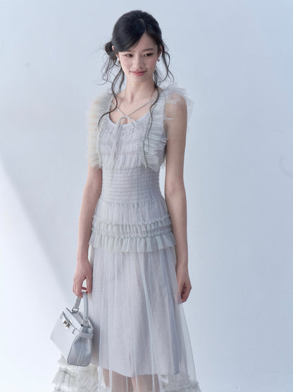 SOS SEAMSTRESS - Mist Ruffle Maxi Dress dress SOS SEAMSTRESS