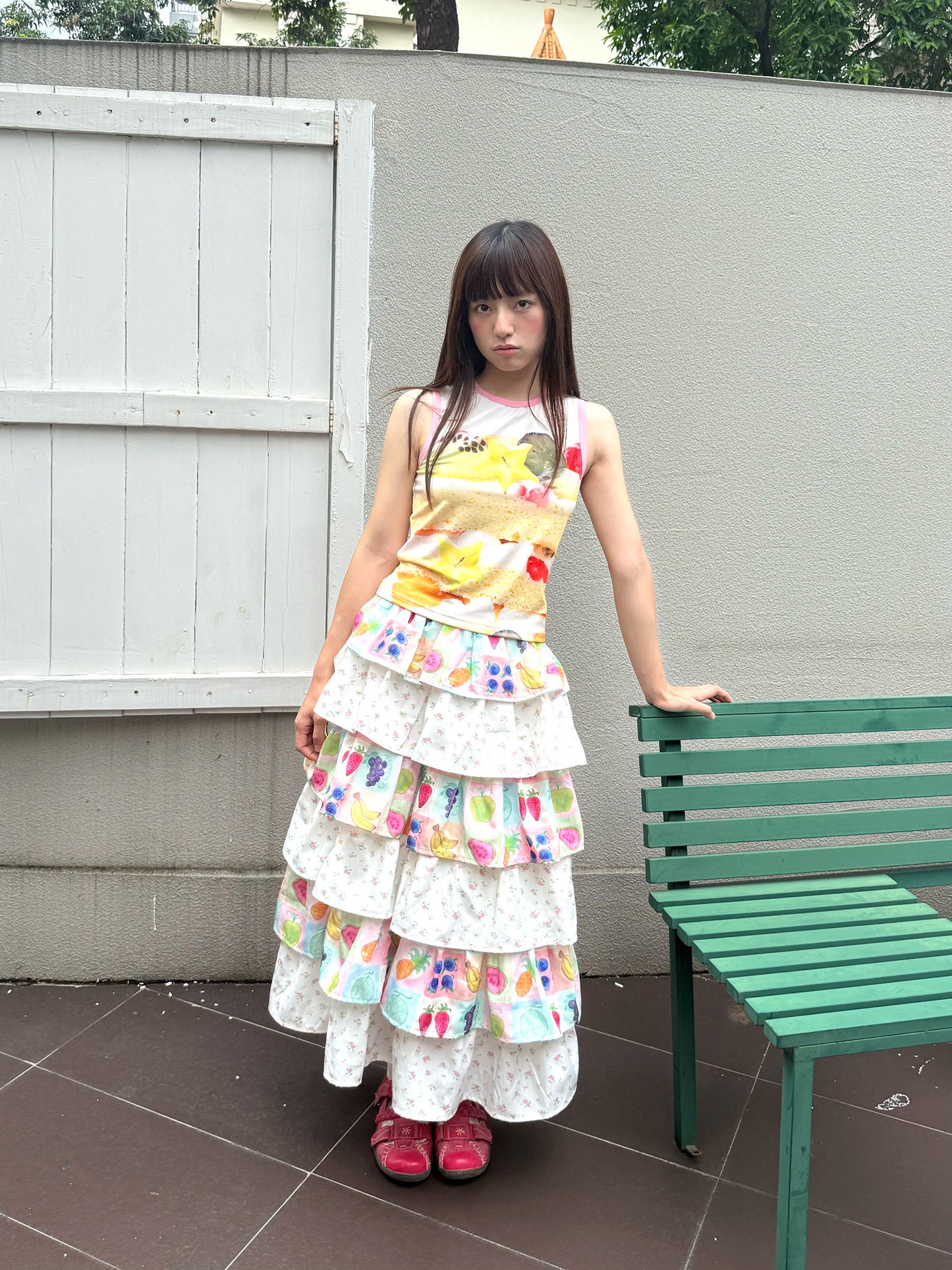 FRUITS - Fruit Floral Layered Cake Skirt | Kawaii Japanese Girly Maxi Skirt skirt Fruits